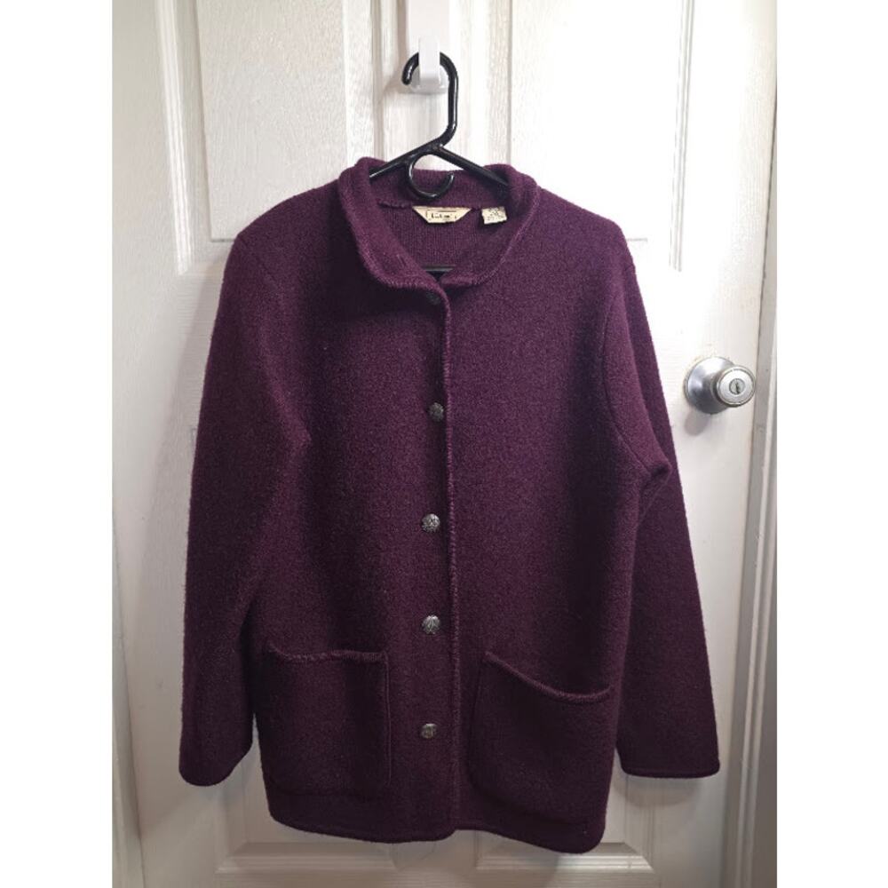Vintage LL Bean Wool Women's Plum Purple Coat Medium Cozycore Cottagecore